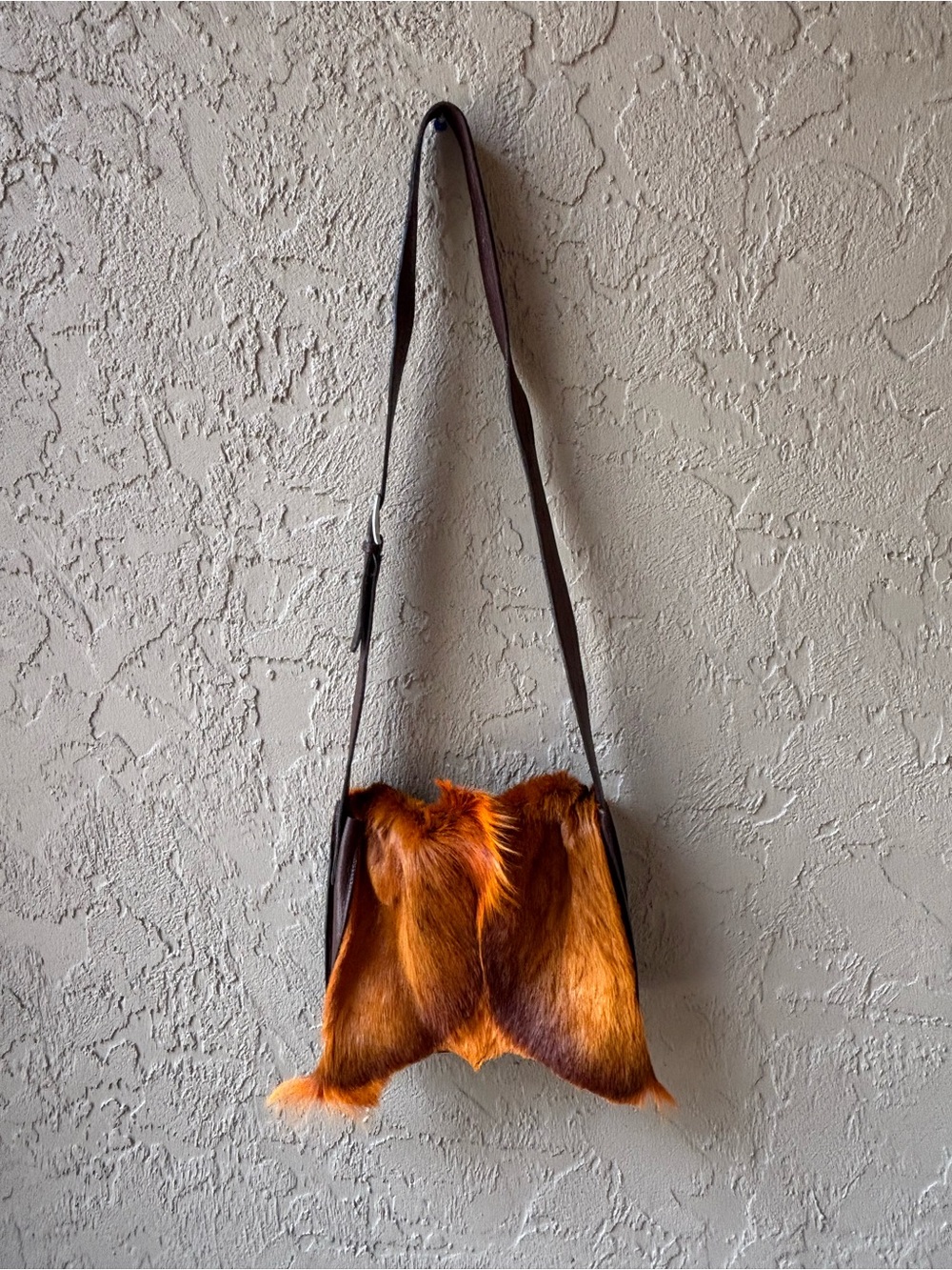Faux Fur Crossbody Bag in Burnt Orange